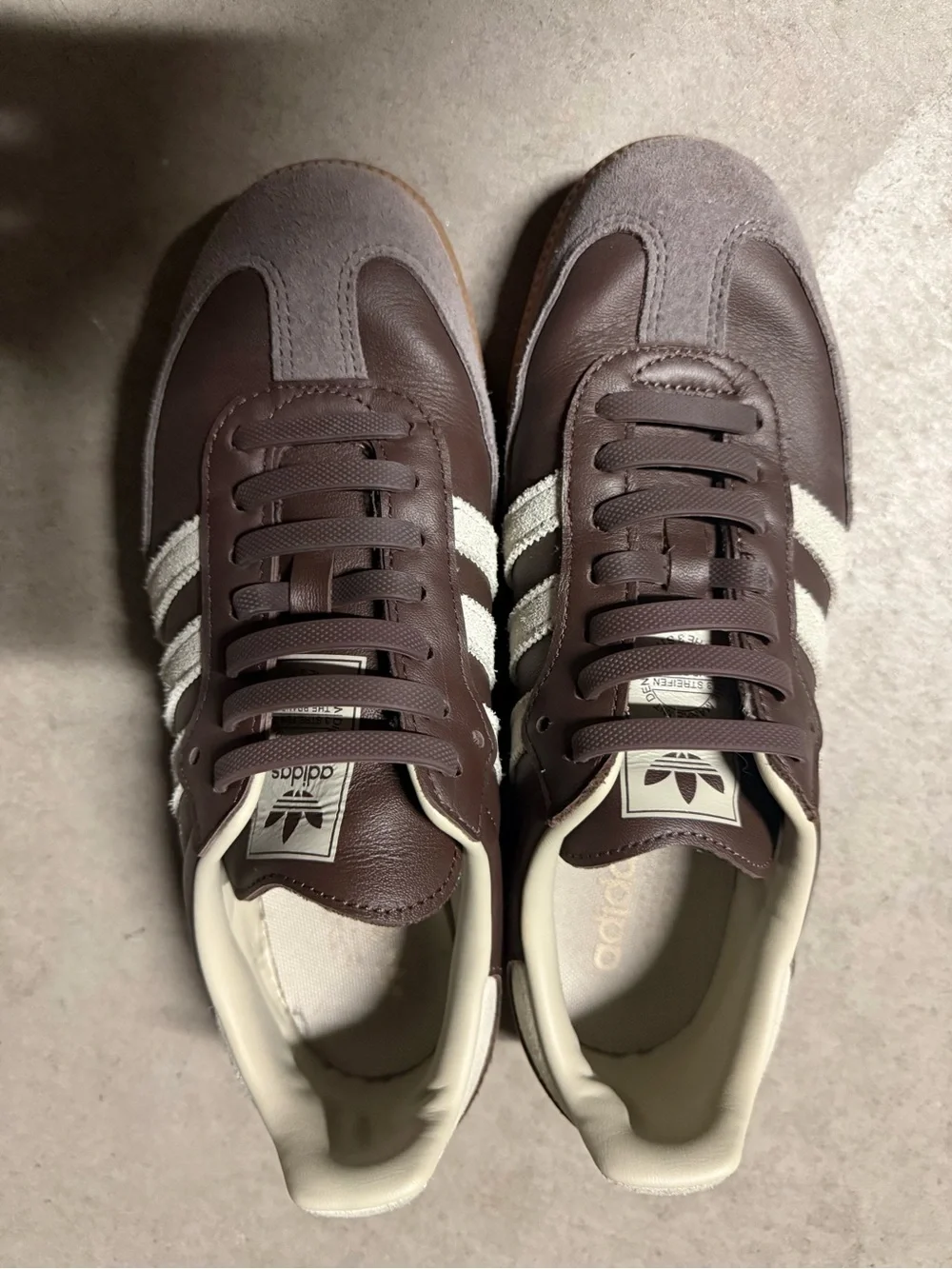 Adidas Men’s Size Brown Samba Sneakers with White/Cream Stripes